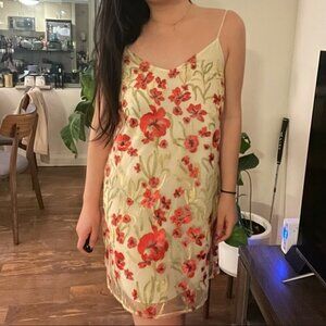Aritzia Little Moon Cheyenne Floral Mini Dress NWT Cream Red Size Small